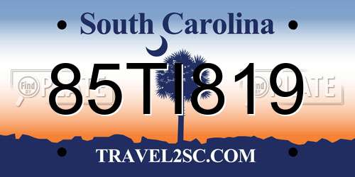 85TI819 South Carolina License Plate