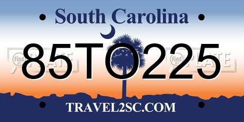 85TO225 South Carolina License Plate