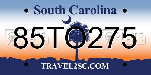 85TO275 South Carolina License Plate