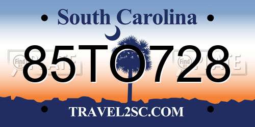 85TO728 South Carolina License Plate