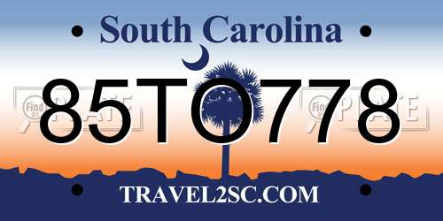 85TO778 South Carolina License Plate