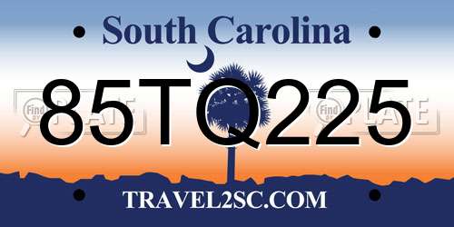 85TQ225 South Carolina License Plate