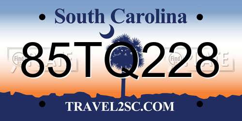 85TQ228 South Carolina License Plate