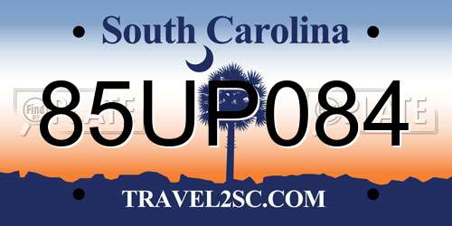 85UP084 South Carolina License Plate