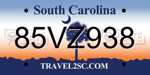 85VZ938 South Carolina License Plate