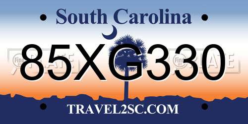 85XG330 South Carolina License Plate