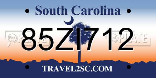 85ZI712 South Carolina License Plate
