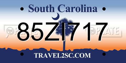 85ZI717 South Carolina License Plate