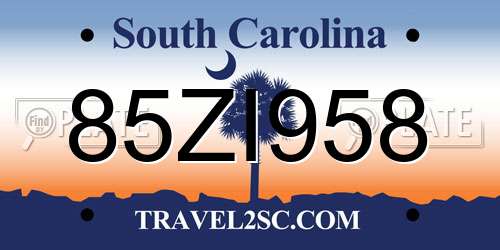 85ZI958 South Carolina License Plate