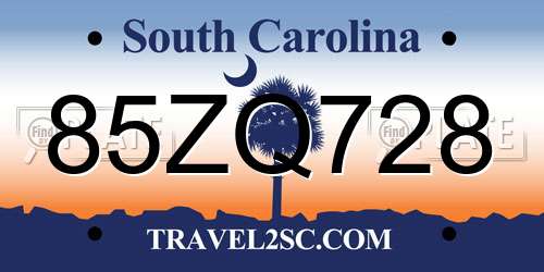 85ZQ728 South Carolina License Plate