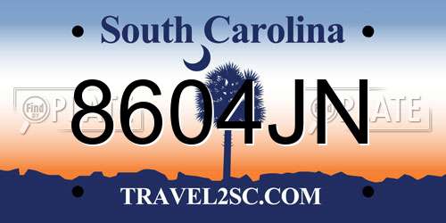 8604JN South Carolina License Plate