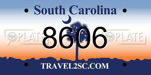 8606 South Carolina License Plate