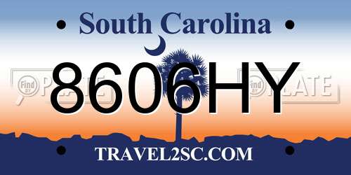 8606HY South Carolina License Plate