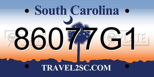 86077G1 South Carolina License Plate