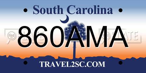 860AMA South Carolina License Plate