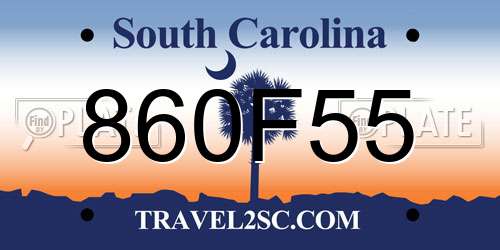 860F55 South Carolina License Plate