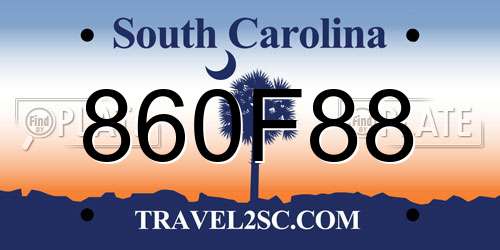 860F88 South Carolina License Plate