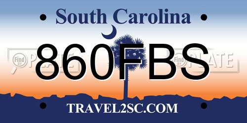 860FBS South Carolina License Plate