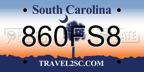 860FS8 South Carolina License Plate