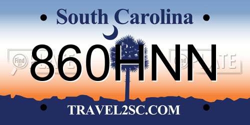 860HNN South Carolina License Plate