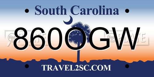 860OGW South Carolina License Plate