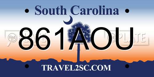 861AOU South Carolina License Plate