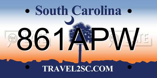 861APW South Carolina License Plate