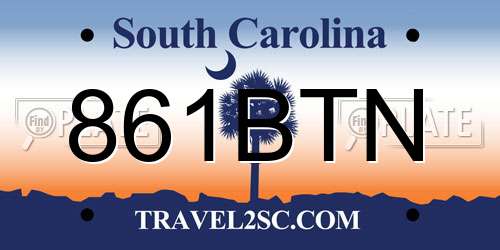 861BTN South Carolina License Plate