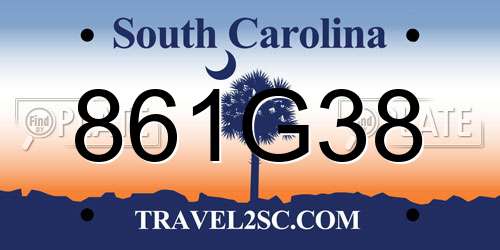 861G38 South Carolina License Plate
