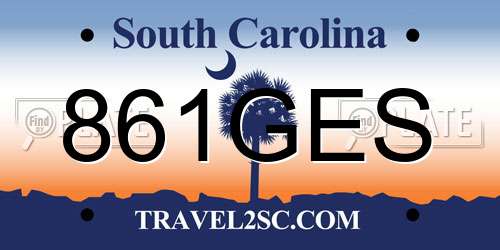 861GES South Carolina License Plate