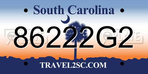 86222G2 South Carolina License Plate