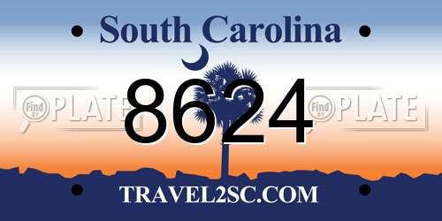8624 South Carolina License Plate