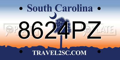 8624PZ South Carolina License Plate