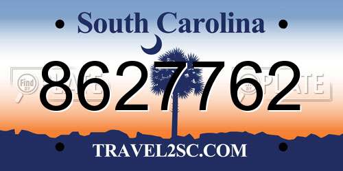 8627762 South Carolina License Plate