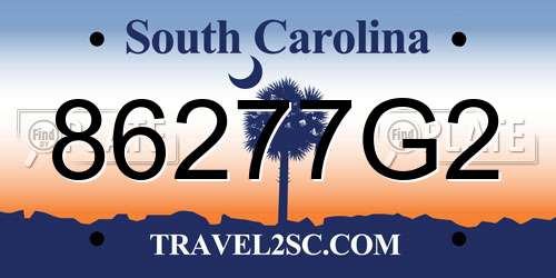 86277G2 South Carolina License Plate