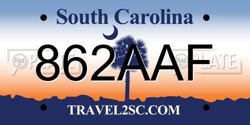 862AAF South Carolina License Plate