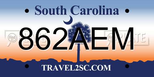 862AEM South Carolina License Plate