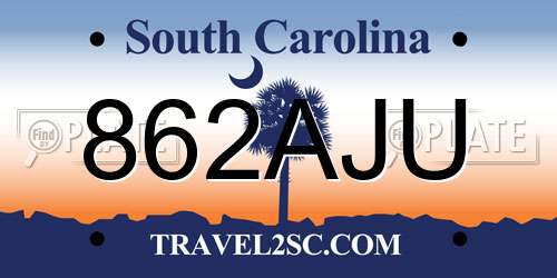862AJU South Carolina License Plate