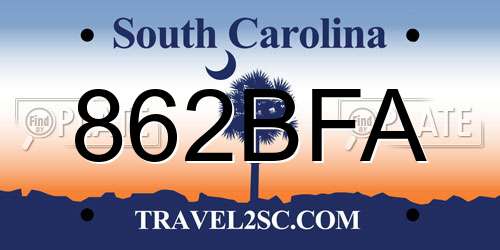 862BFA South Carolina License Plate