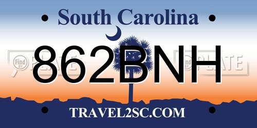 862BNH South Carolina License Plate
