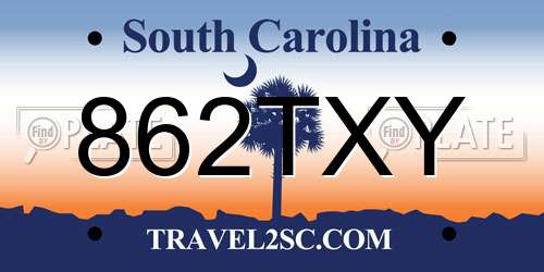 862TXY South Carolina License Plate
