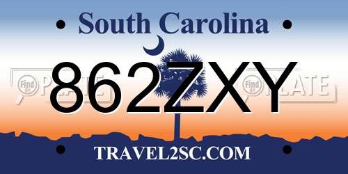 862ZXY South Carolina License Plate