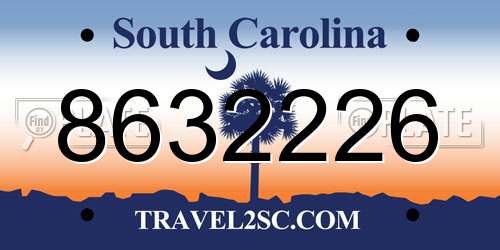 8632226 South Carolina License Plate