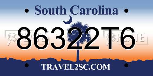 86322T6 South Carolina License Plate