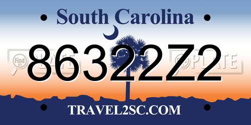 86322Z2 South Carolina License Plate