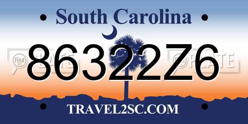 86322Z6 South Carolina License Plate