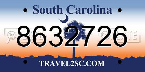 8632726 South Carolina License Plate