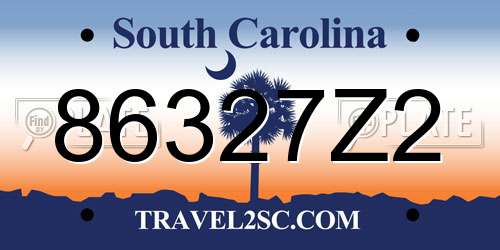86327Z2 South Carolina License Plate