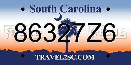 86327Z6 South Carolina License Plate