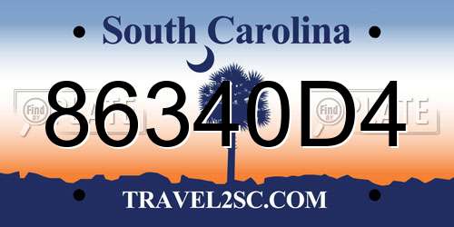 86340D4 South Carolina License Plate
